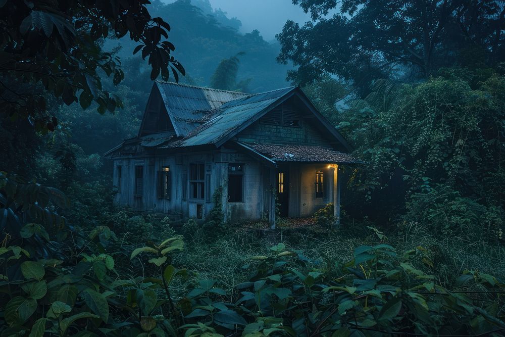 Abandoned house in Jungle land architecture rainforest.