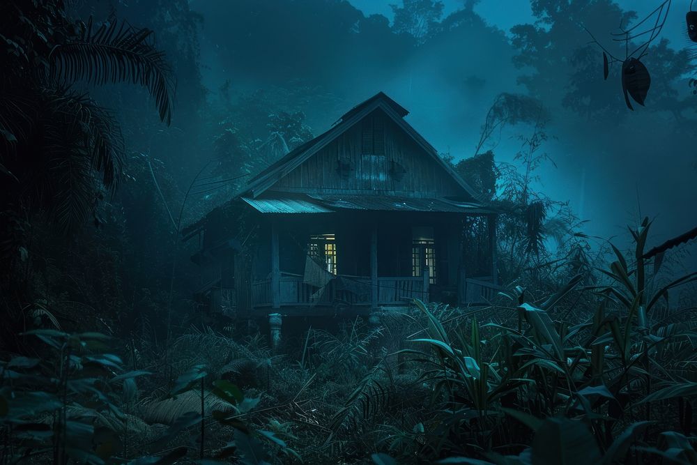 Abandoned house in Jungle land architecture rainforest.