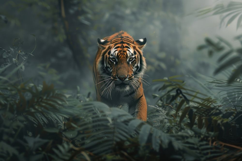 Jungle tiger land vegetation.