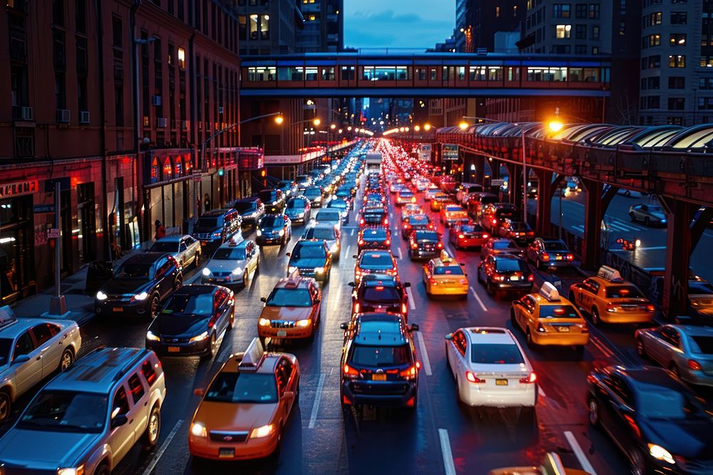 Traffic in the city transportation architecture automobile.