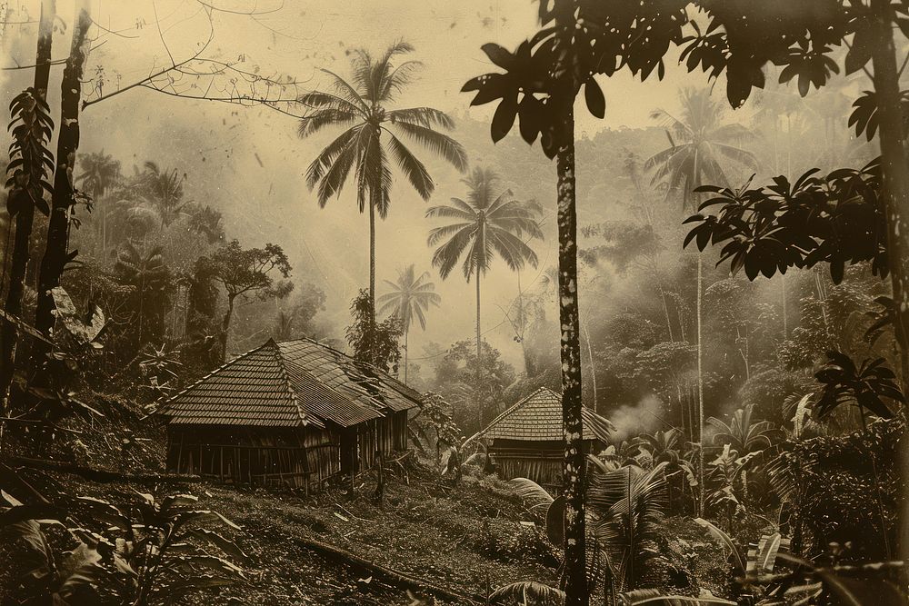 Village in rainforest Jungle jungle architecture vegetation.