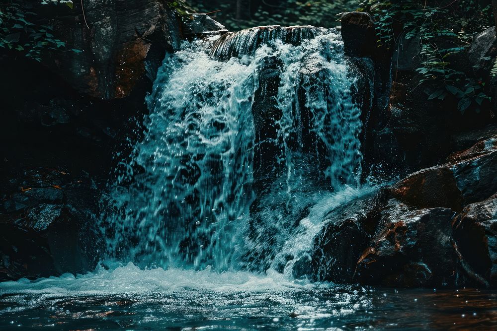 Waterfall outdoors nature animal.