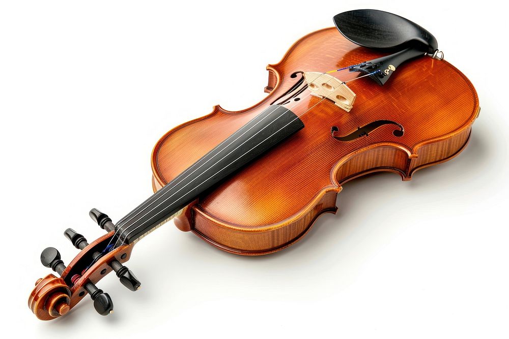 Wooden classic violin white background performance orchestra.