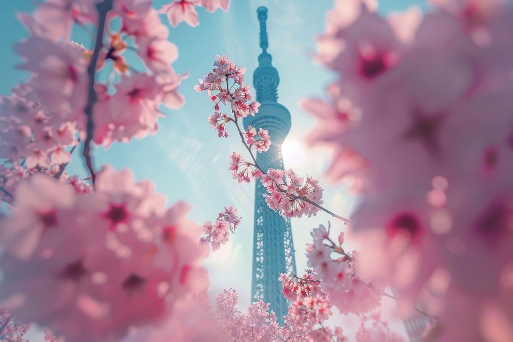 Cherry Blossom and Sakura with Tokyo SkyTree tokyo skytree architecture building.