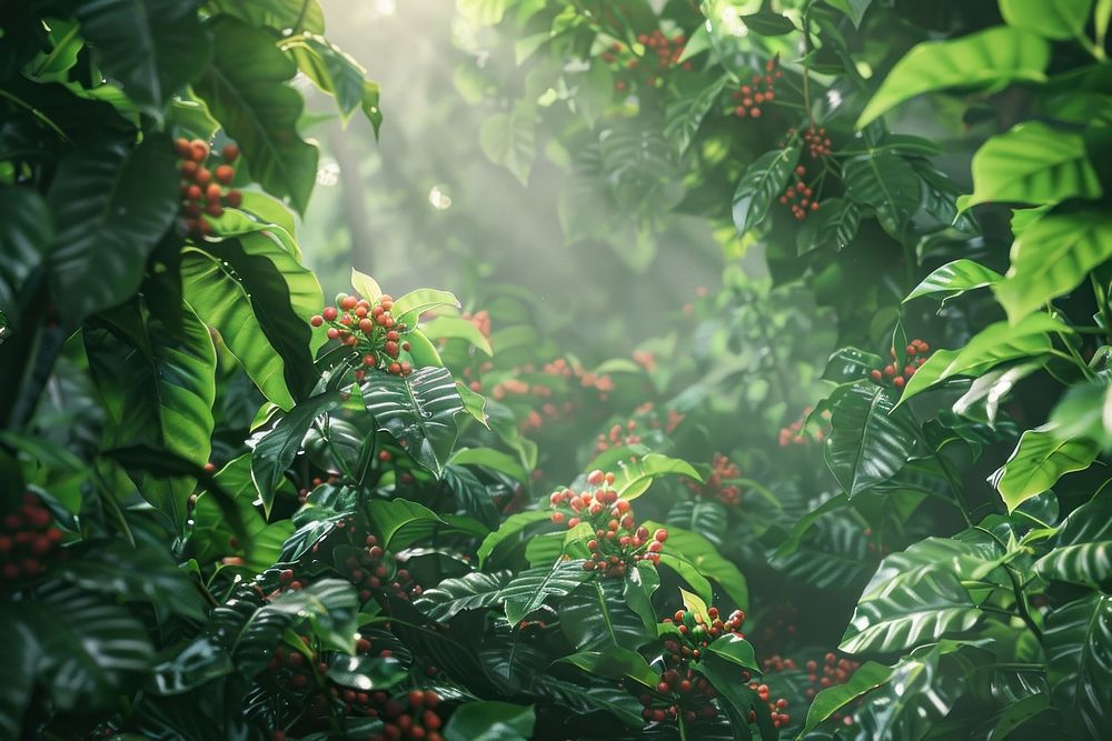 Coffee plant rainforest vegetation outdoors. Free Photo rawpixel