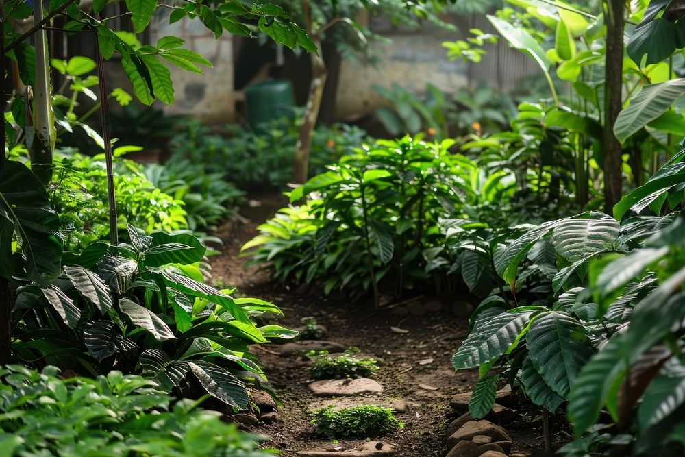 Coffee plant garden vegetation rainforest.