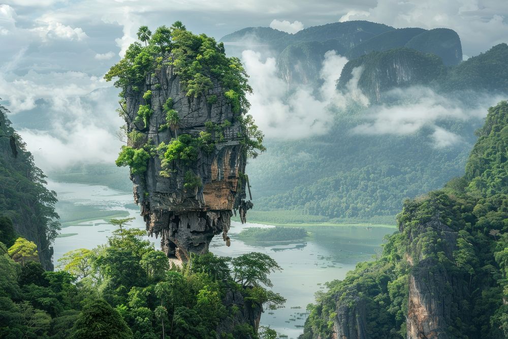 Landmark Thailand vegetation rainforest landscape.