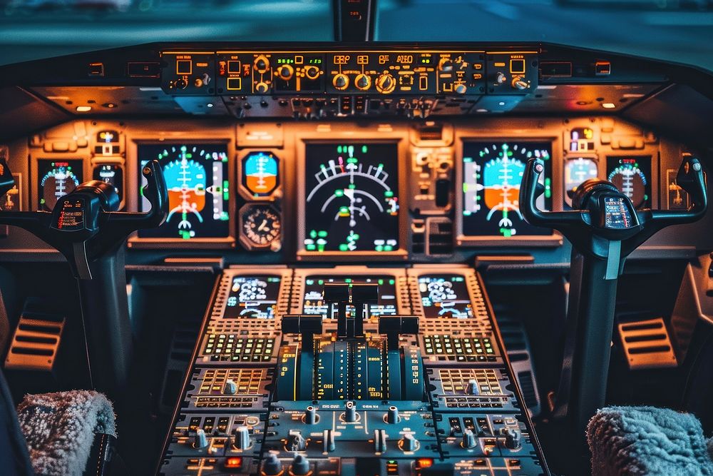 A pilot controlling in plane cockpit transportation accessories accessory.