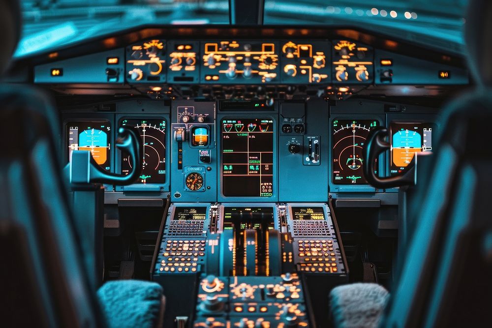 A pilot controlling in plane cockpit transportation blackboard furniture.