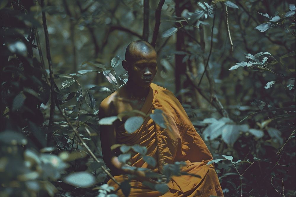 Thai monk in the jungle person human.