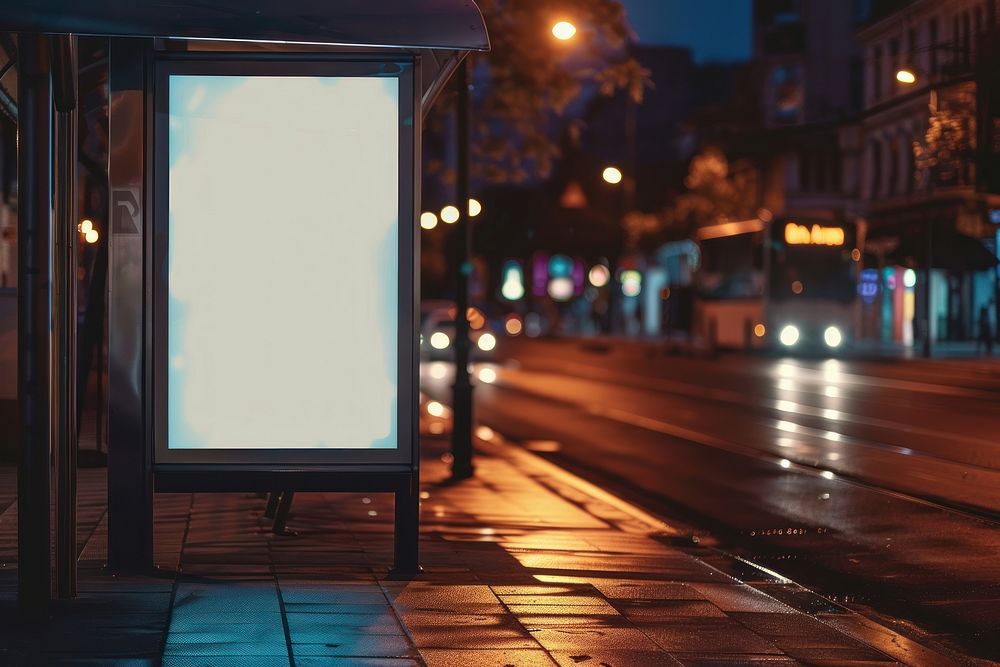 Blank banner mockup street bus transportation.