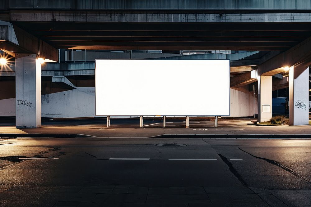 Blank banner mockup at parking lot undergroung advertisement electronics screen.