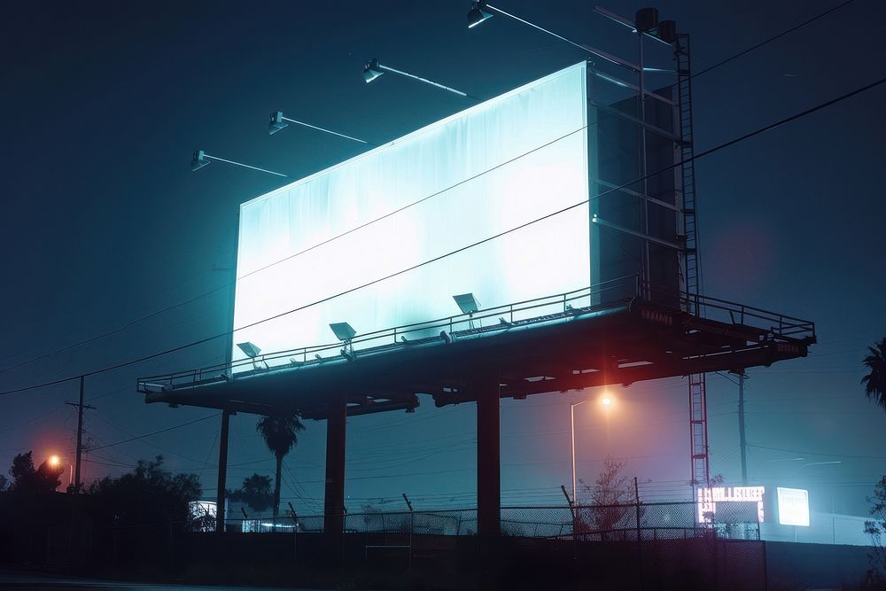 Blank billboard mockup advertisement bridge utility pole.
