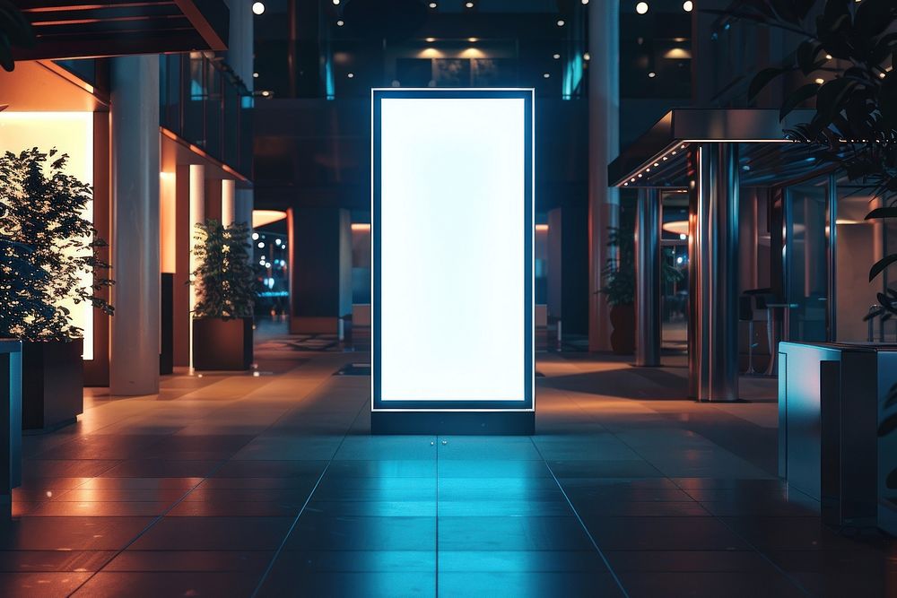 Blank led screen pillar mockup indoor indoors architecture electronics.