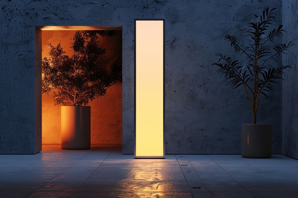 Blank led screen pillar mockup indoor indoors architecture lighting.