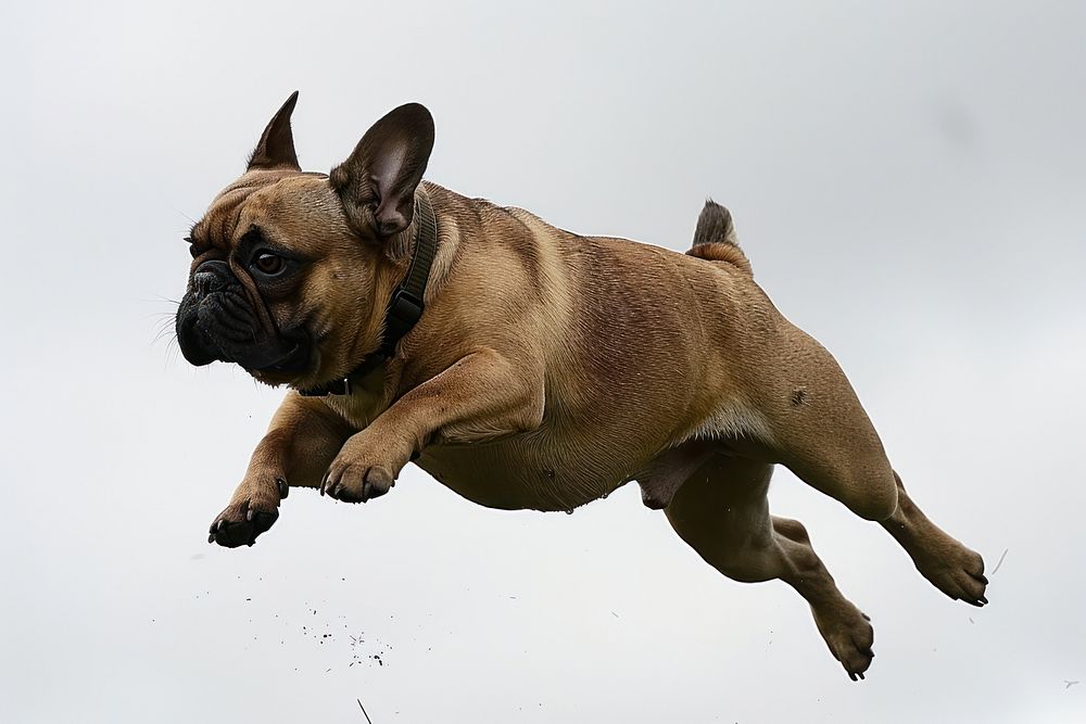 Bulldog jumping in the sky animal canine mammal.