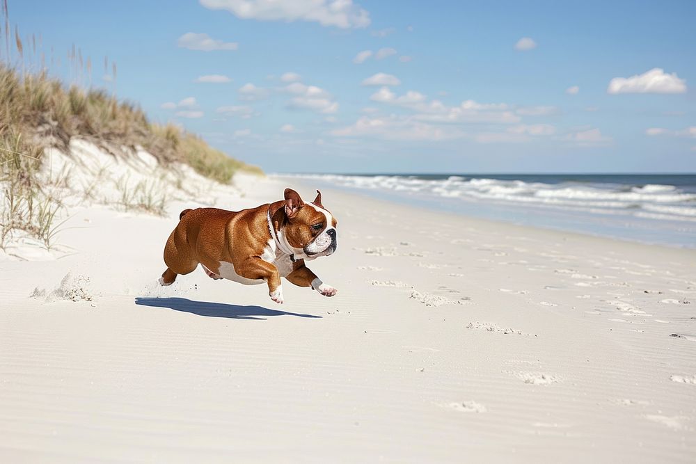 Bulldog jumping in the sky outdoors animal canine.