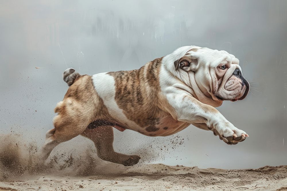 Bulldog jumping pitbull animal canine.