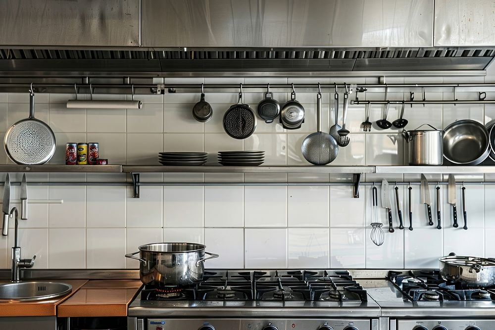 Commercial Kitchen With Kitchen Utensils kitchen cookware weaponry.