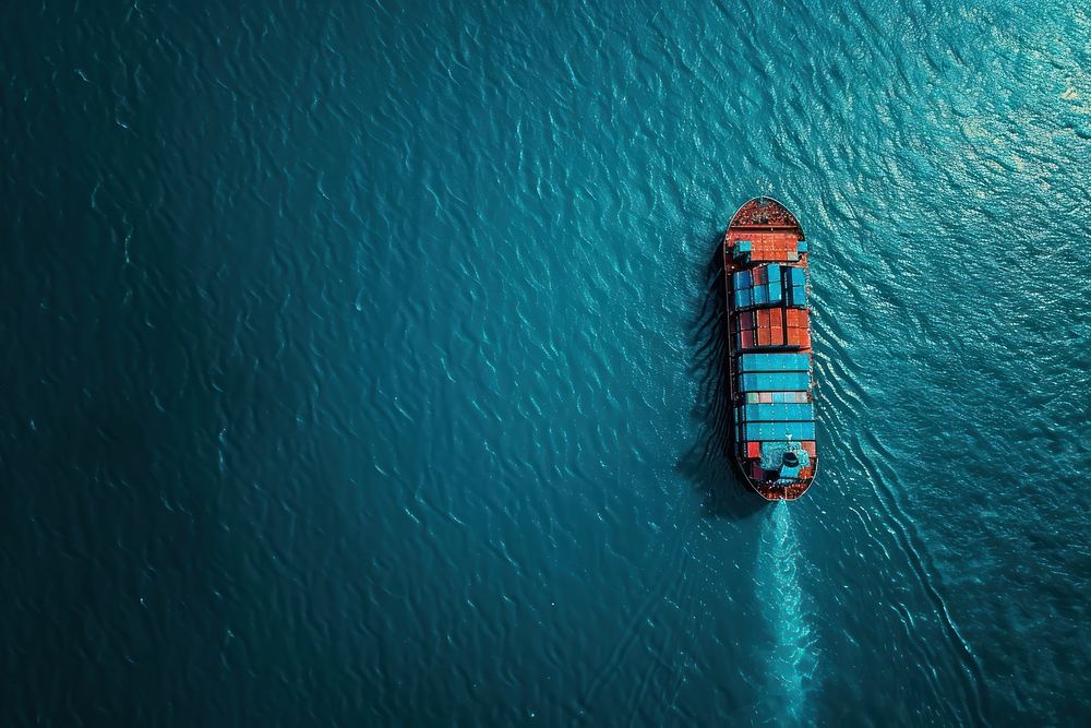 Container ship on the sea transportation watercraft recreation.