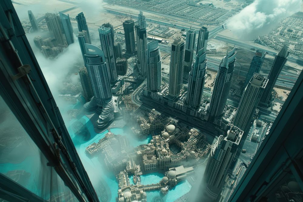 Dubai cityscape architecture metropolis skyscraper.