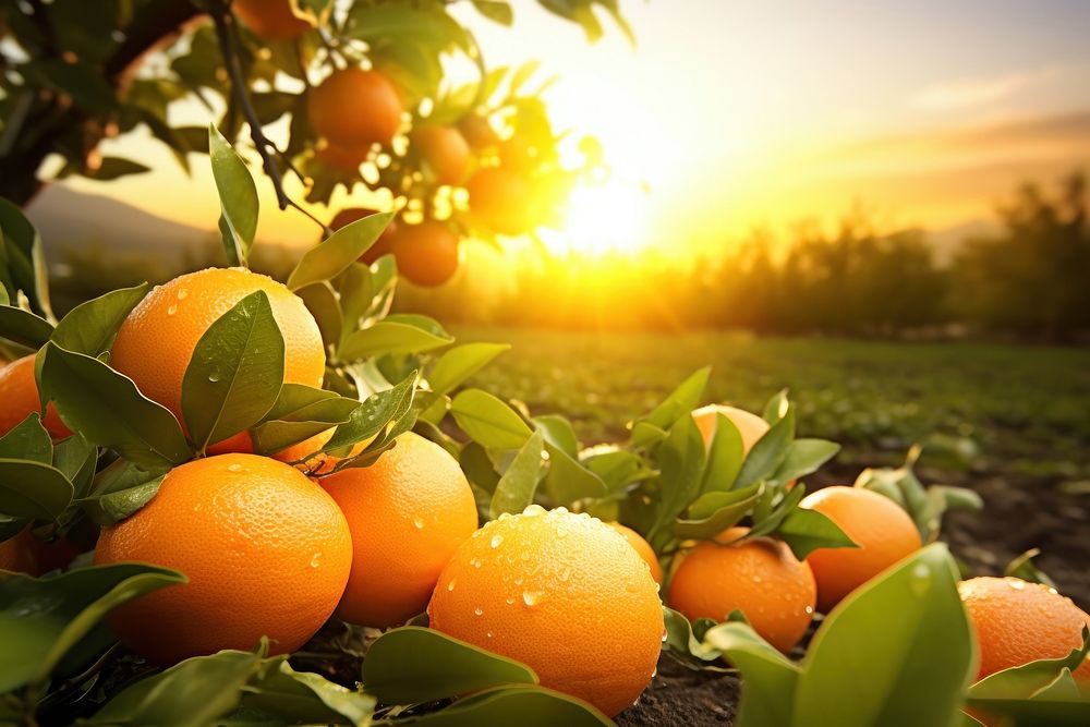 Fresh organic orange farming grapefruit outdoors produce.