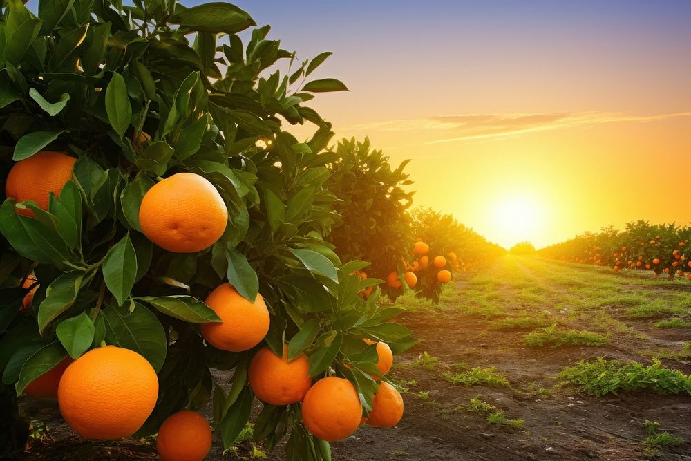 Fresh organic orange farming agriculture countryside grapefruit.