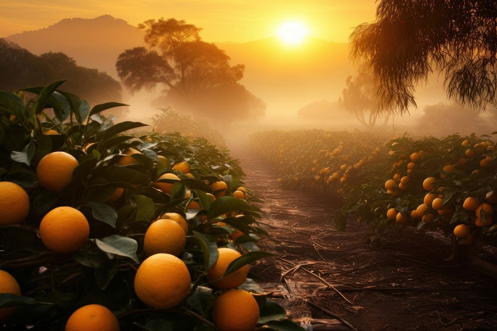 Fresh organic orange farming agriculture countryside vegetation.
