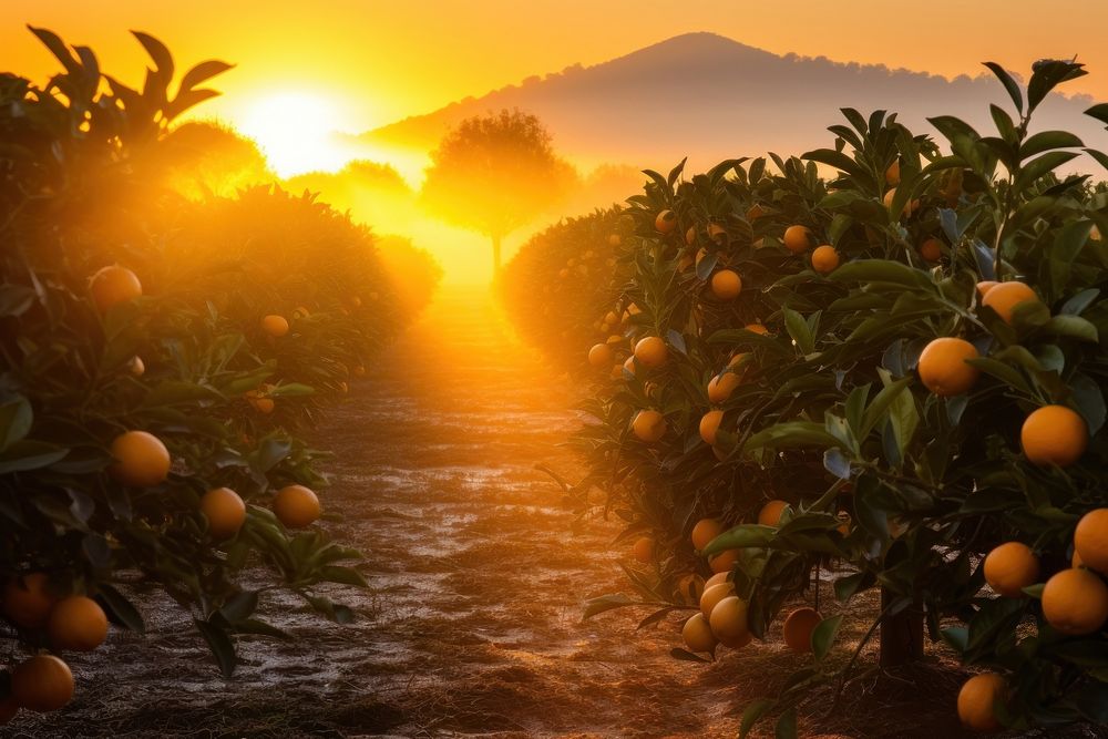 Fresh organic orange farming countryside vegetation outdoors.