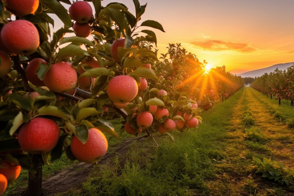 Fresh organic apple farming sky countryside agriculture.