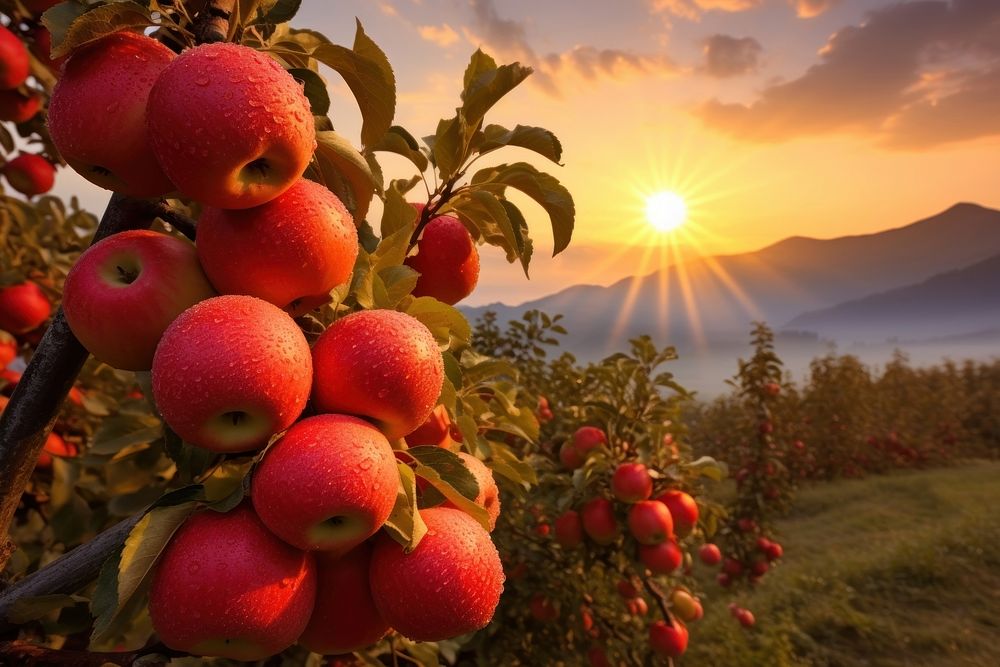 Fresh organic apple farming sky outdoors produce.