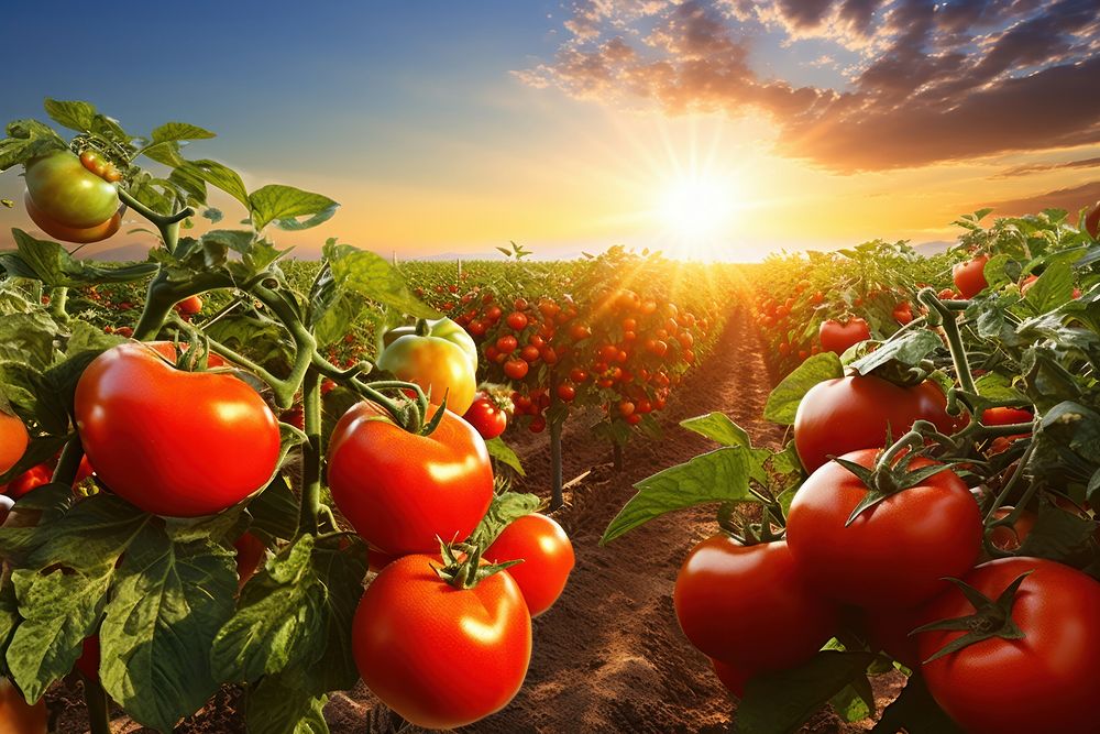 Fresh organic tomato farming agriculture countryside outdoors.
