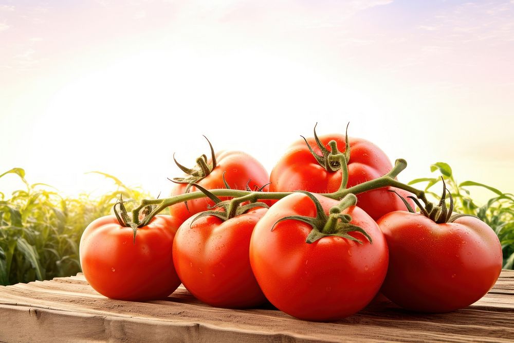 Fresh organic tomato farming vegetable produce plant.