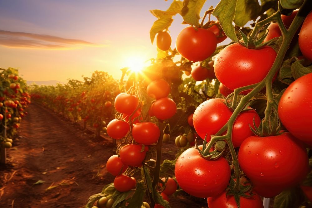 Fresh organic tomato farming agriculture countryside outdoors.