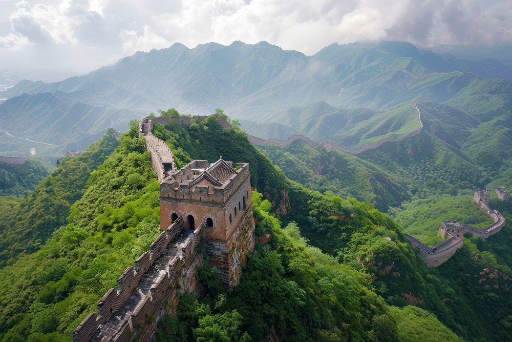 Great wall of china architecture building fortification.