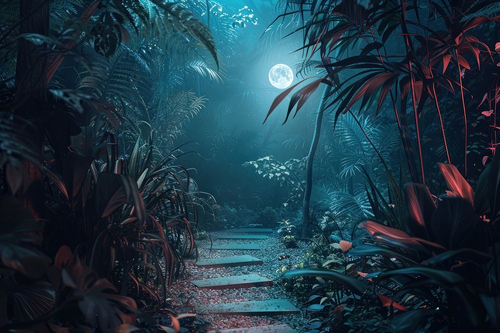 Jungle jungle night underwater.