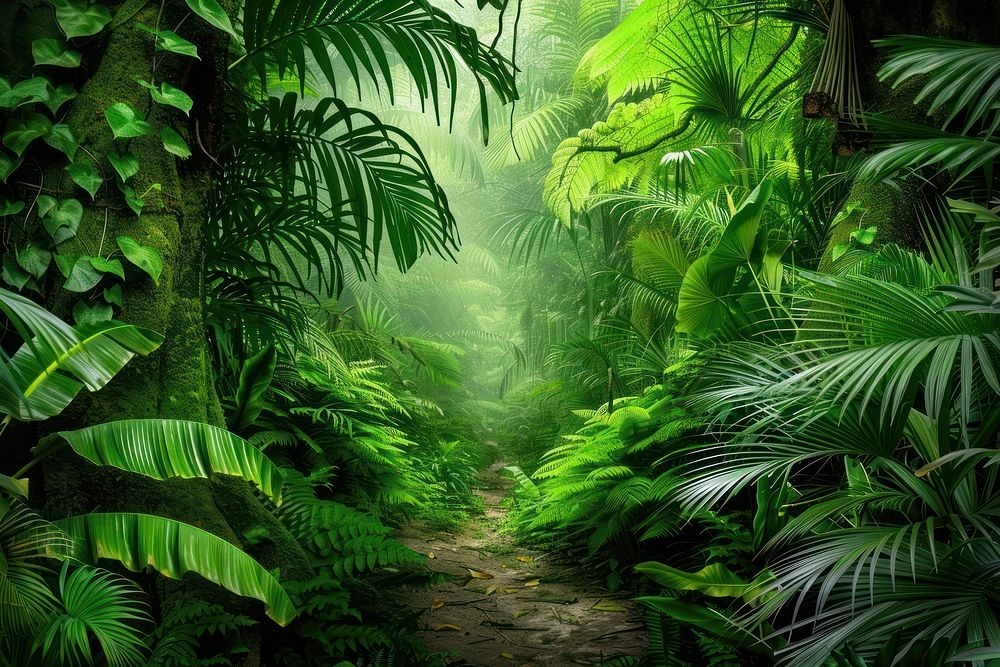 Jungle in Thailand rainforest vegetation outdoors.
