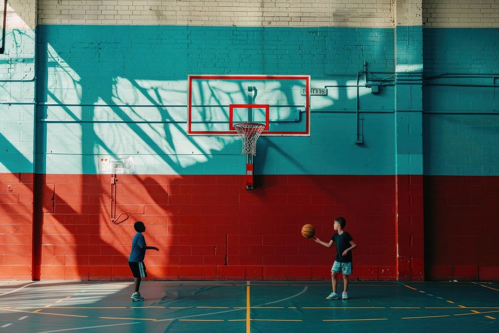 Kids playing sport indoor sports basketball clothing.