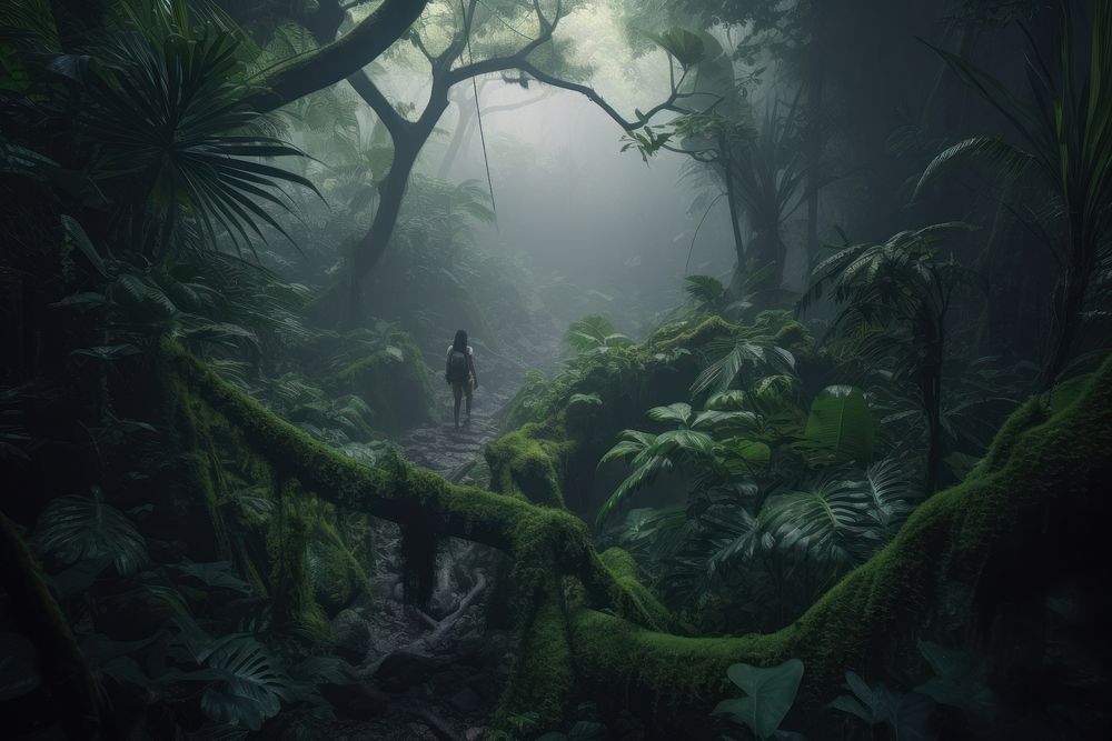 Jungle rainforest vegetation outdoors.