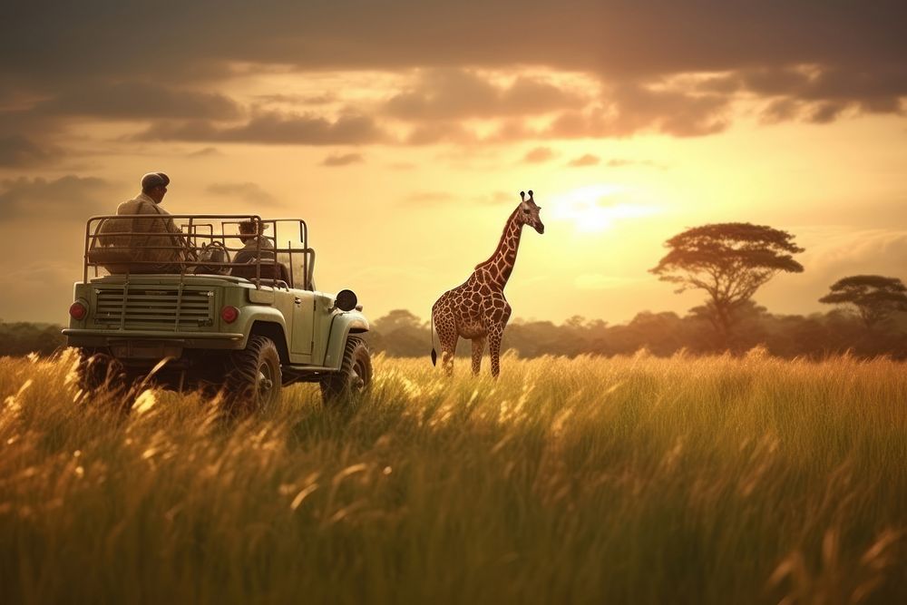 Safari transportation automobile grassland.
