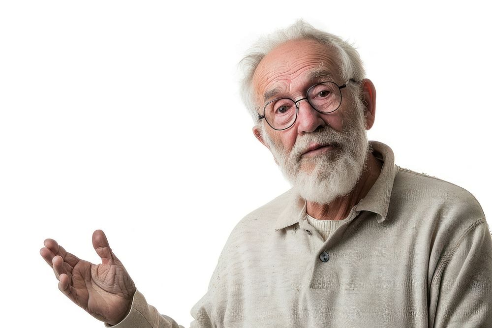 Senior man discussing portrait glasses adult.