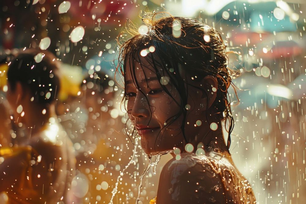 Songkran festival bathing indoors female.