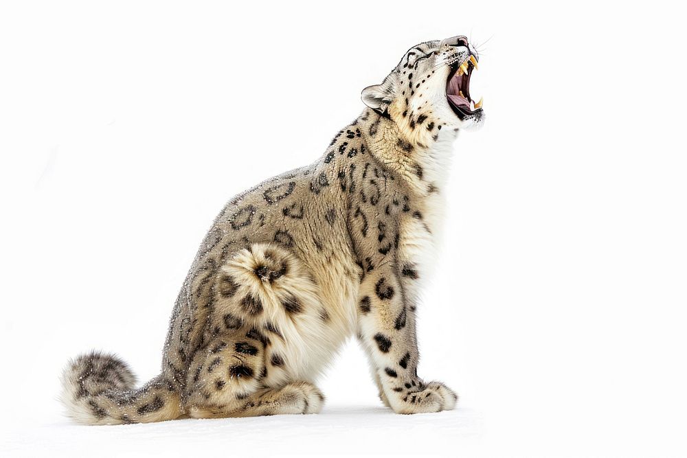 Snow leopard yawn wildlife panther animal.