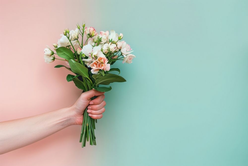 Person holding flower bouquet blossom plant human.