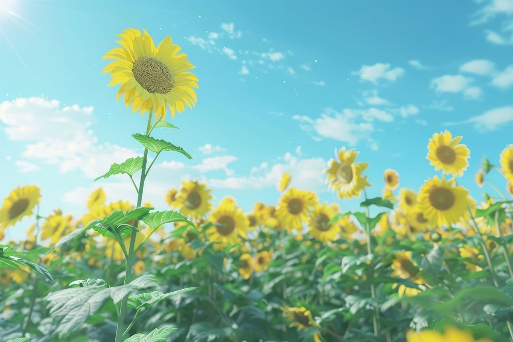 Sunflower field sky landscape outdoors.