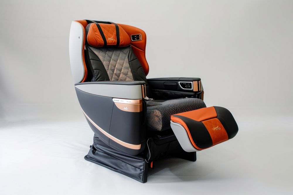 Airplane business class seat furniture chair transportation.