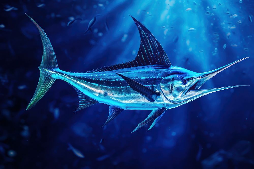 Blue Marlin fish blue swordfish animal.