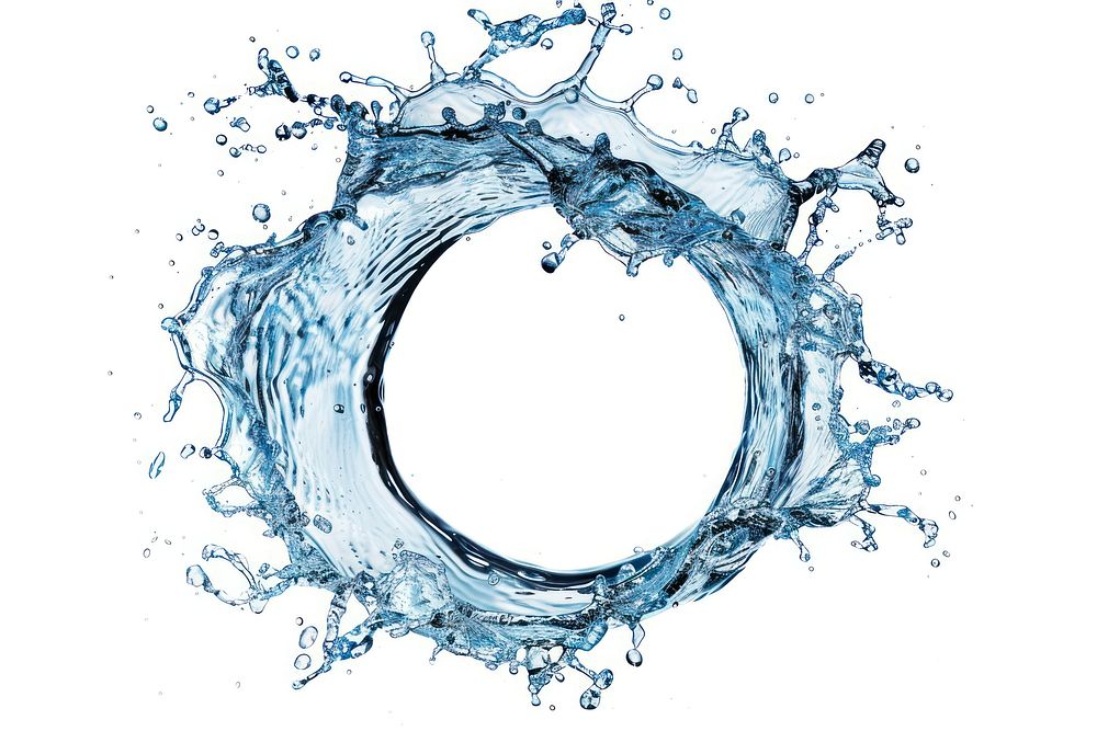 Water splash circle shape water white background concentric.