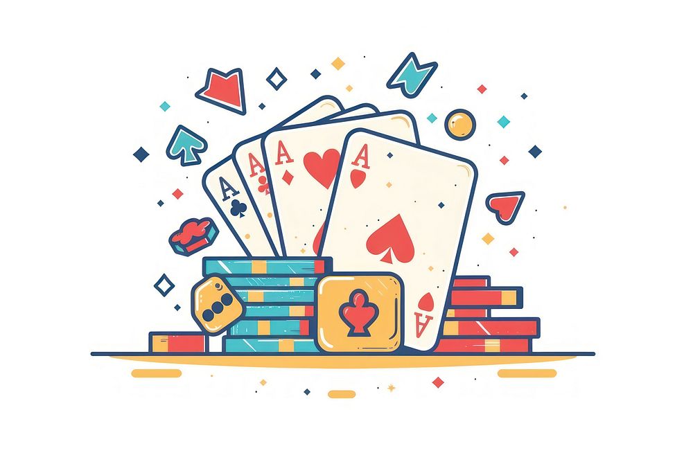 Poker card flat illustration gambling game first aid.