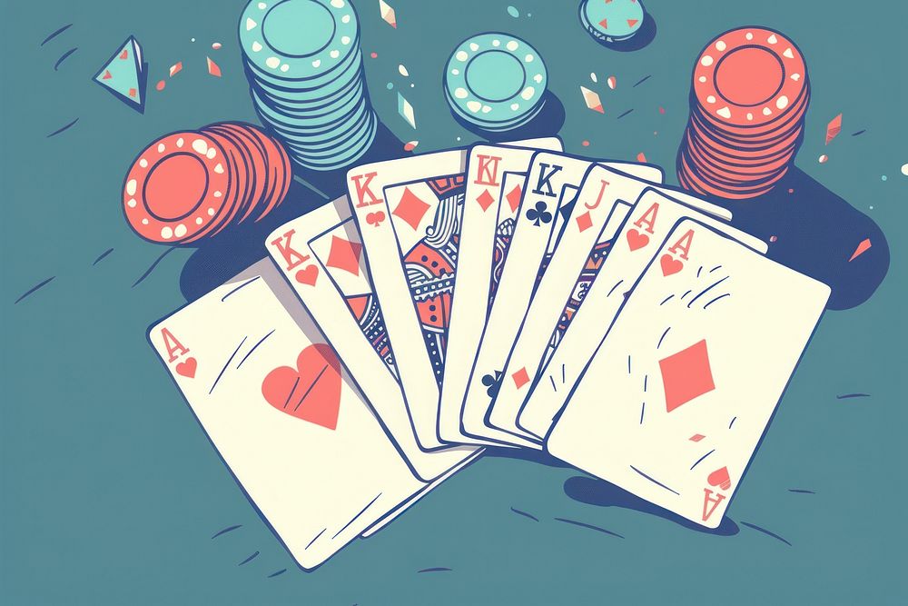 Poker flat illustration gambling game.